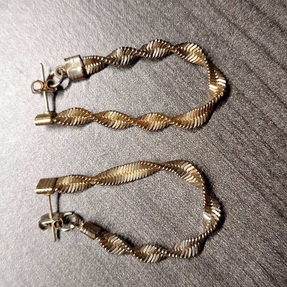 Vintage Gold Silver Twisted‎ Dangly Earrings